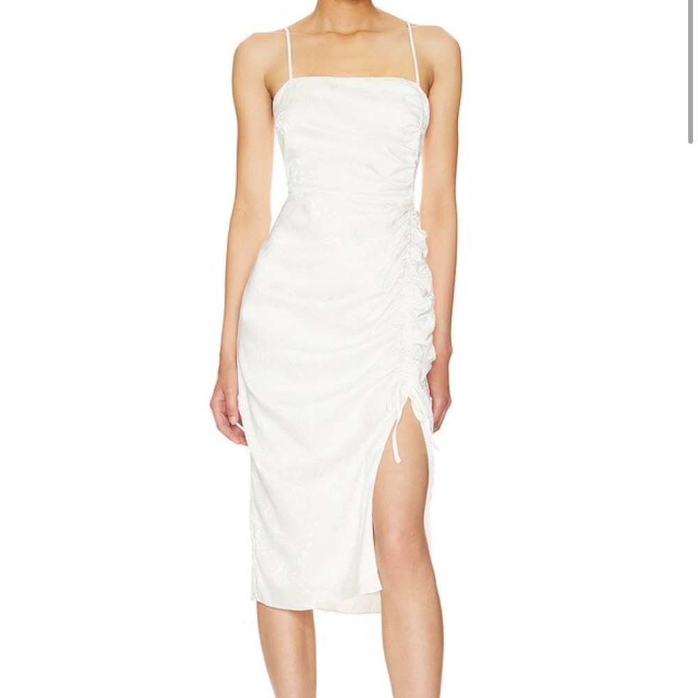 Revolve Ruched Midi Dress in Cloud- Small